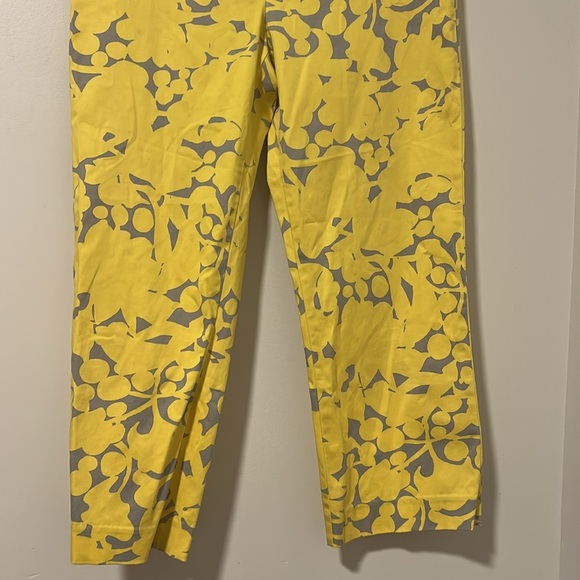 J Crew Stretch City Fit Yellow Spring Summer Capri Floral Pants Size 6 - Picture 2 of 5